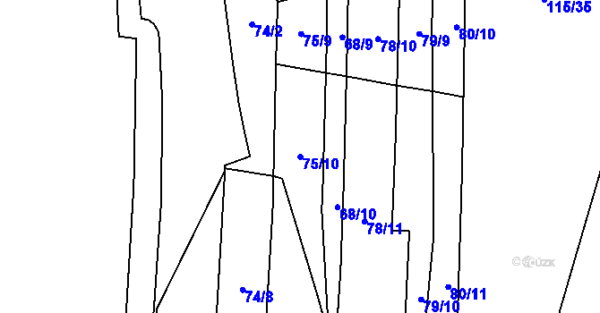 Parcela st. 75/10 v KÚ Štýřice, Katastrální mapa