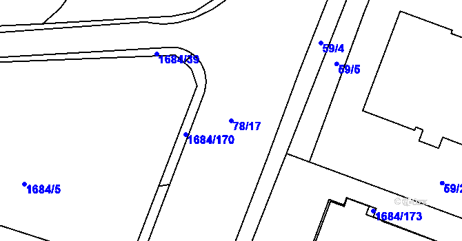 Parcela st. 78/17 v KÚ Štýřice, Katastrální mapa
