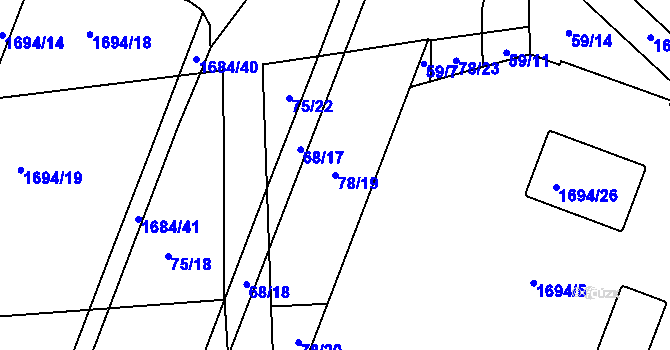 Parcela st. 78/19 v KÚ Štýřice, Katastrální mapa