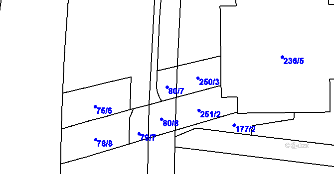 Parcela st. 80/7 v KÚ Štýřice, Katastrální mapa