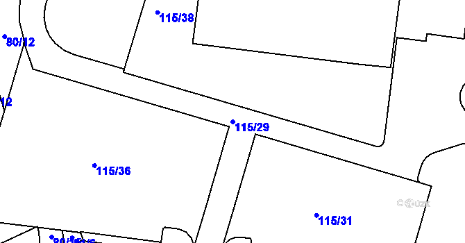 Parcela st. 115/29 v KÚ Štýřice, Katastrální mapa