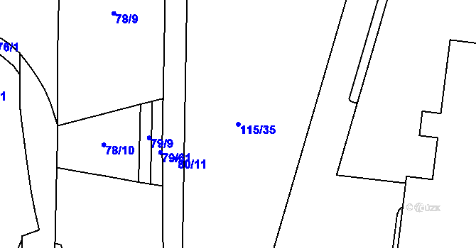 Parcela st. 115/35 v KÚ Štýřice, Katastrální mapa