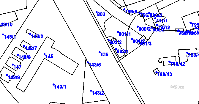 Parcela st. 136 v KÚ Štýřice, Katastrální mapa