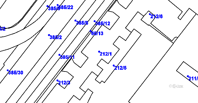 Parcela st. 212/1 v KÚ Štýřice, Katastrální mapa