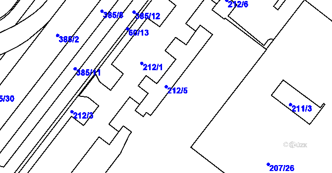 Parcela st. 212/5 v KÚ Štýřice, Katastrální mapa