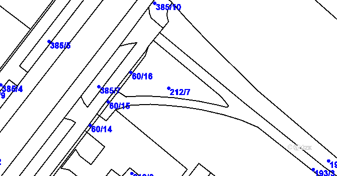 Parcela st. 212/7 v KÚ Štýřice, Katastrální mapa