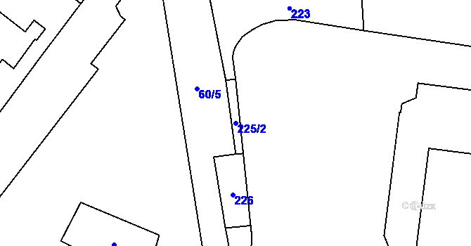Parcela st. 225/2 v KÚ Štýřice, Katastrální mapa