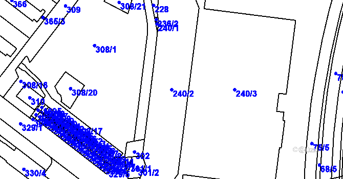 Parcela st. 240/2 v KÚ Štýřice, Katastrální mapa