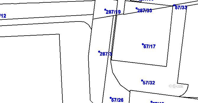 Parcela st. 287/3 v KÚ Štýřice, Katastrální mapa