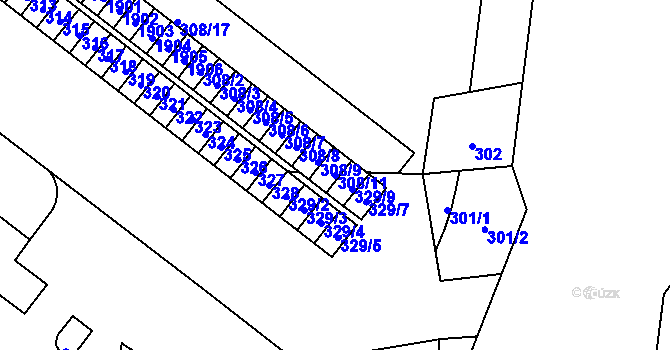 Parcela st. 308/11 v KÚ Štýřice, Katastrální mapa