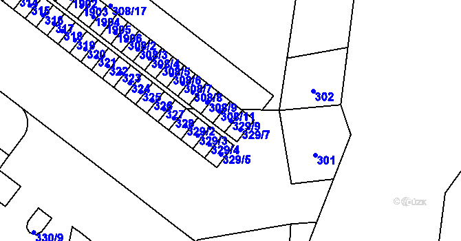 Parcela st. 329/9 v KÚ Štýřice, Katastrální mapa