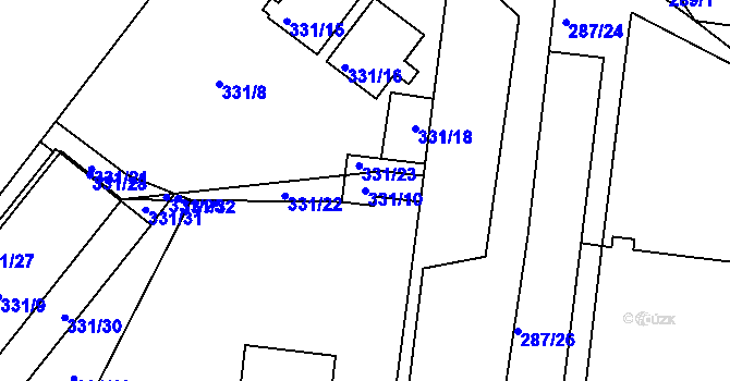 Parcela st. 331/10 v KÚ Štýřice, Katastrální mapa