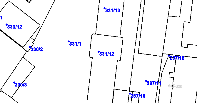 Parcela st. 331/12 v KÚ Štýřice, Katastrální mapa
