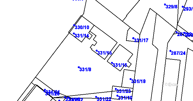 Parcela st. 331/15 v KÚ Štýřice, Katastrální mapa