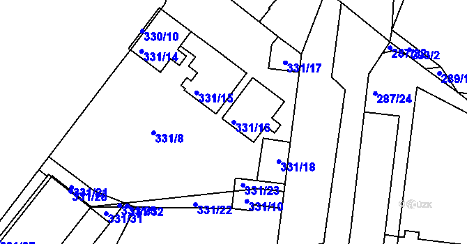 Parcela st. 331/16 v KÚ Štýřice, Katastrální mapa