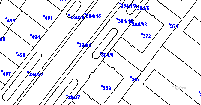 Parcela st. 384/6 v KÚ Štýřice, Katastrální mapa