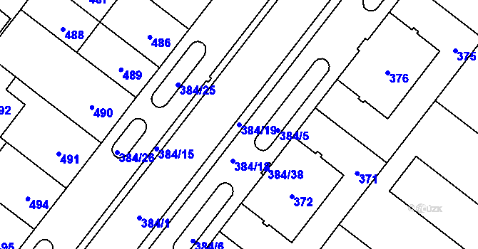 Parcela st. 384/19 v KÚ Štýřice, Katastrální mapa