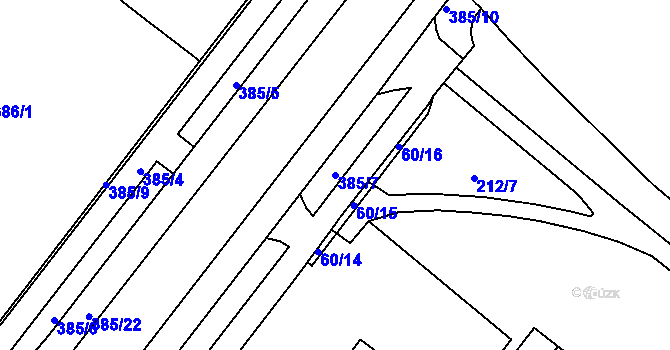 Parcela st. 385/7 v KÚ Štýřice, Katastrální mapa