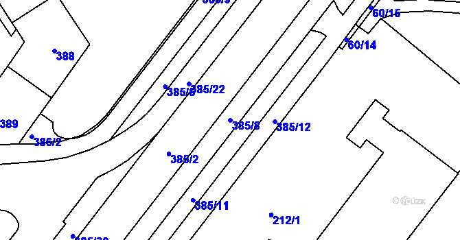 Parcela st. 385/8 v KÚ Štýřice, Katastrální mapa