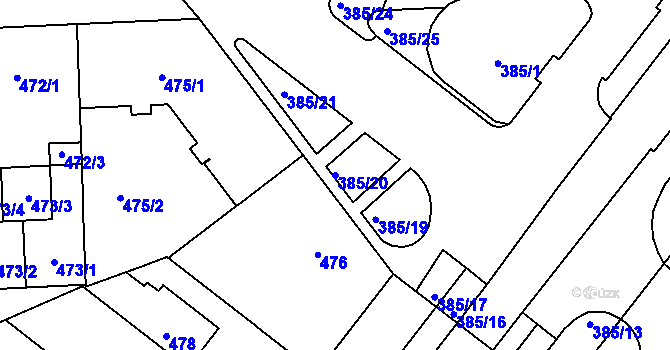 Parcela st. 385/20 v KÚ Štýřice, Katastrální mapa