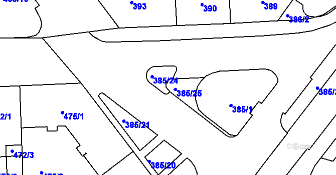 Parcela st. 385/23 v KÚ Štýřice, Katastrální mapa