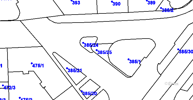 Parcela st. 385/25 v KÚ Štýřice, Katastrální mapa
