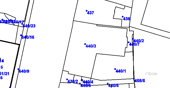 Parcela st. 440/3 v KÚ Štýřice, Katastrální mapa