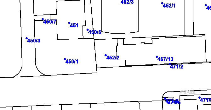 Parcela st. 452/2 v KÚ Štýřice, Katastrální mapa