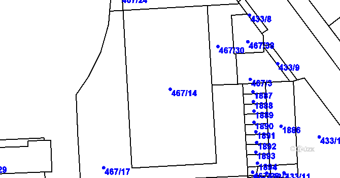Parcela st. 467/14 v KÚ Štýřice, Katastrální mapa