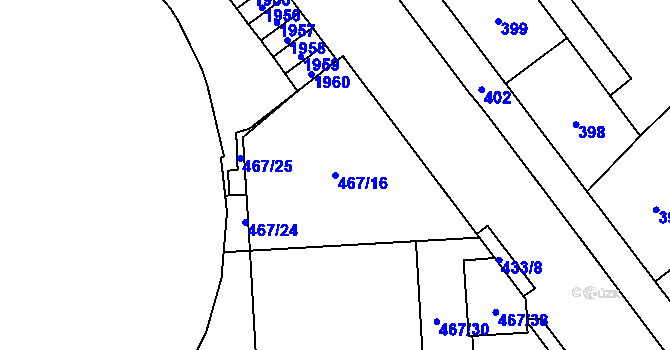 Parcela st. 467/16 v KÚ Štýřice, Katastrální mapa