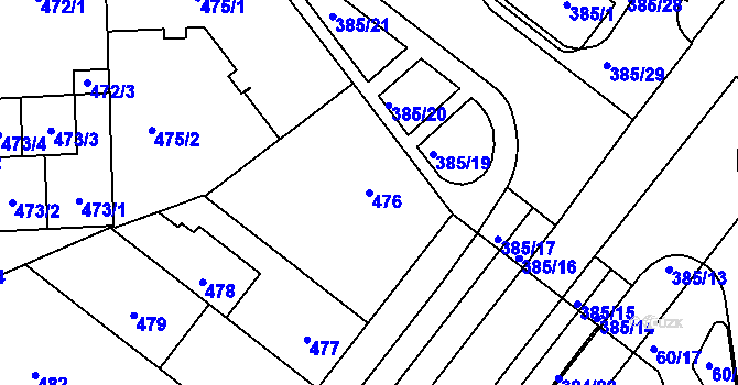 Parcela st. 476 v KÚ Štýřice, Katastrální mapa