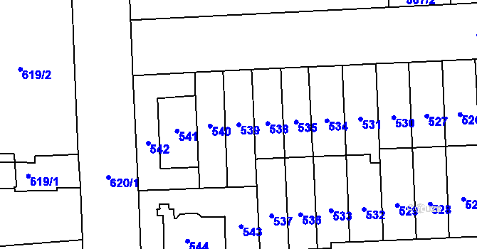 Parcela st. 539 v KÚ Štýřice, Katastrální mapa