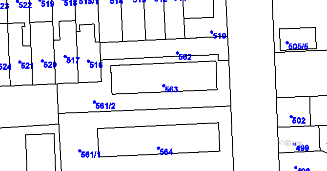 Parcela st. 563 v KÚ Štýřice, Katastrální mapa