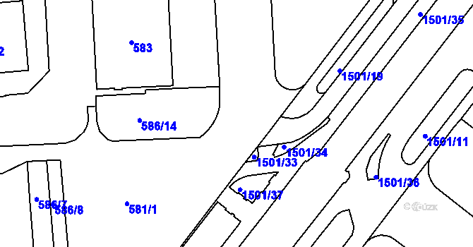 Parcela st. 581/2 v KÚ Štýřice, Katastrální mapa