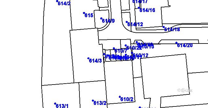 Parcela st. 610/6 v KÚ Štýřice, Katastrální mapa