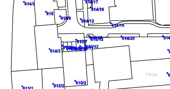 Parcela st. 610/12 v KÚ Štýřice, Katastrální mapa