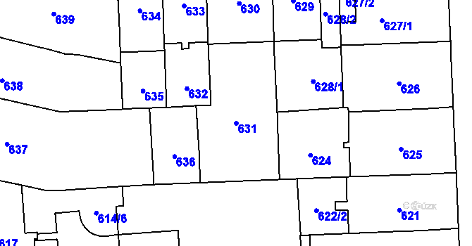 Parcela st. 631 v KÚ Štýřice, Katastrální mapa