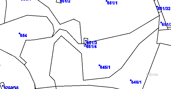 Parcela st. 651/4 v KÚ Štýřice, Katastrální mapa