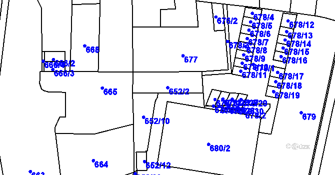 Parcela st. 652/2 v KÚ Štýřice, Katastrální mapa