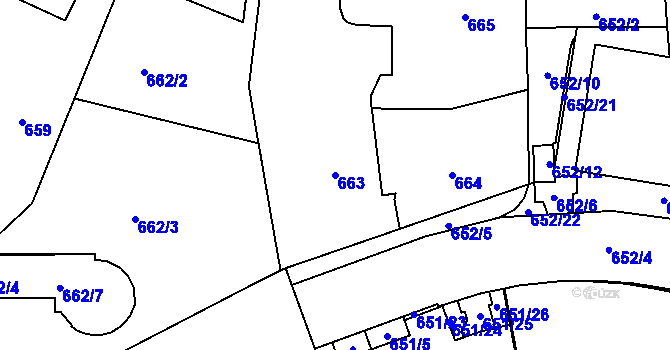Parcela st. 663 v KÚ Štýřice, Katastrální mapa