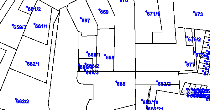 Parcela st. 668 v KÚ Štýřice, Katastrální mapa