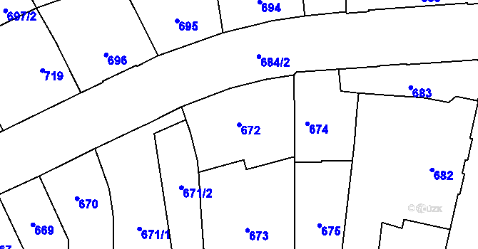 Parcela st. 672 v KÚ Štýřice, Katastrální mapa