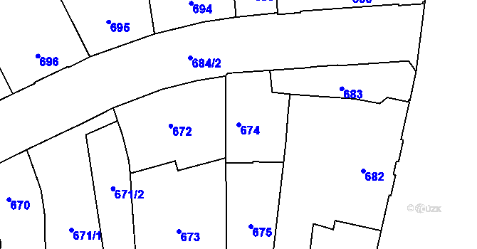 Parcela st. 674 v KÚ Štýřice, Katastrální mapa