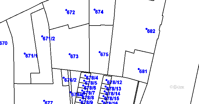 Parcela st. 675 v KÚ Štýřice, Katastrální mapa