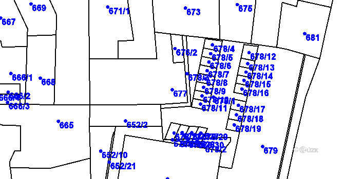 Parcela st. 677 v KÚ Štýřice, Katastrální mapa
