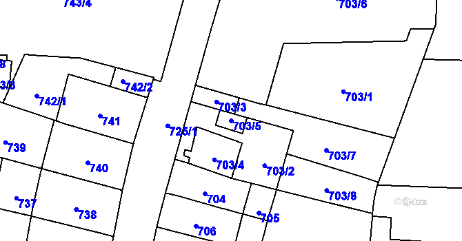 Parcela st. 703/5 v KÚ Štýřice, Katastrální mapa