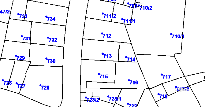 Parcela st. 713 v KÚ Štýřice, Katastrální mapa