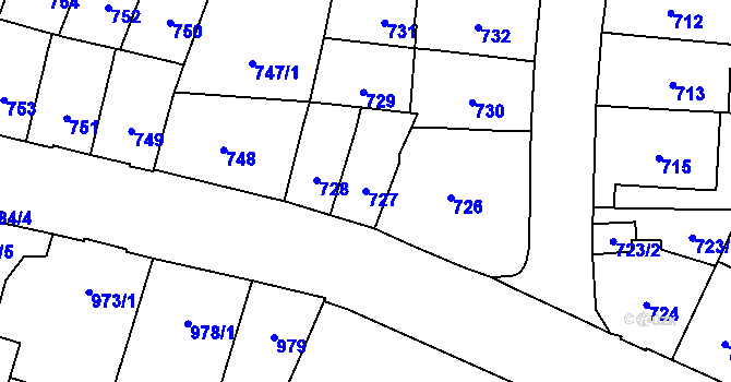 Parcela st. 727 v KÚ Štýřice, Katastrální mapa