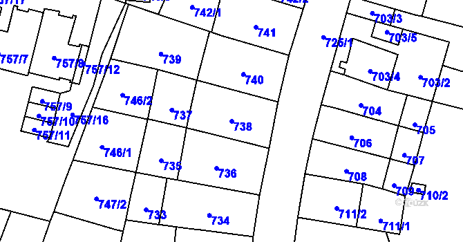 Parcela st. 738 v KÚ Štýřice, Katastrální mapa