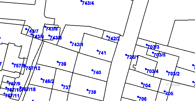 Parcela st. 741 v KÚ Štýřice, Katastrální mapa